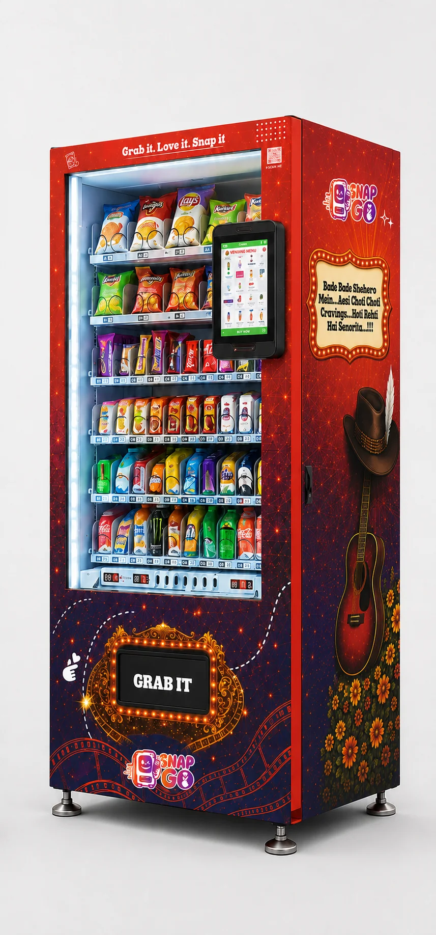 Indicative red SnapGo branded vending machine